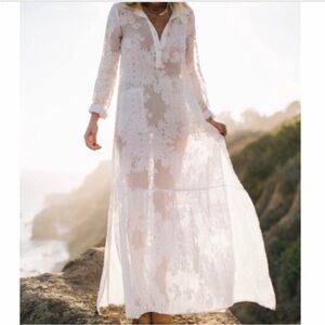Free People White Lace Maxi Dress